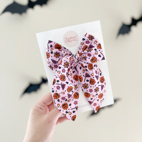 Large Pink Halloween Party Fable Bow
