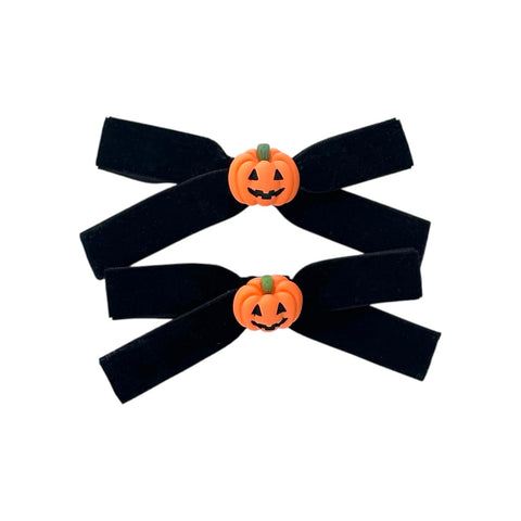Black Velvet Pumpkin Pigtail Set