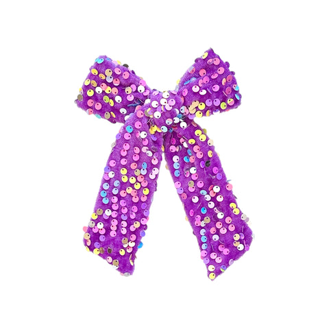 Purple Rainbow Velvet Longtail Bow