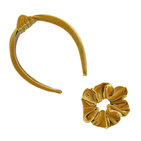 Gold Velvet Top Knot Headband or Scrunchie
