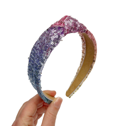 Rainbow Sequin Knot Headband