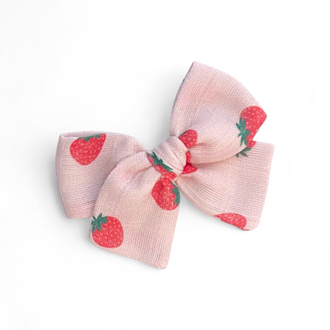 Pink Strawberry Gauze Pinwheel Bow