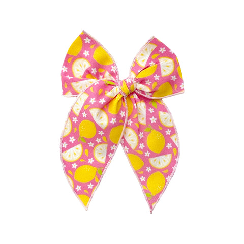 Pink Lemon Print Fable Bow