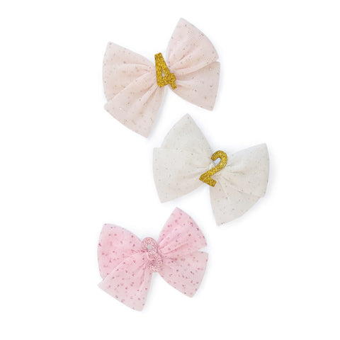 Glitter Tulle Number Bow
