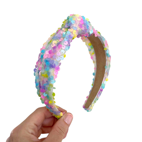 Rainbow Sequin Knot Headband