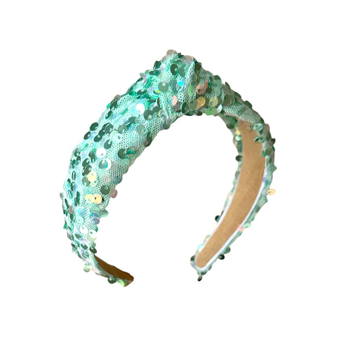 Green Sequin Knot Headband