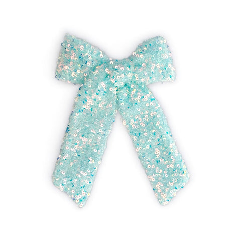 Light Blue Sequin Longtail Bow