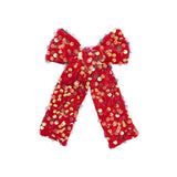 Red & Gold Sequin Velvet Longtail Bow