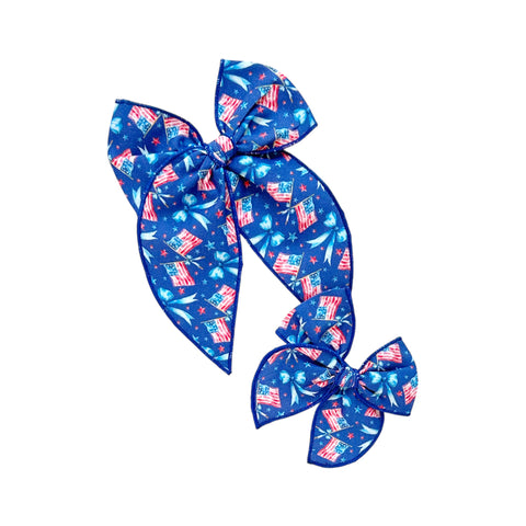 Blue Patriotic Print Fable Bow