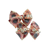 Embroidered Fall Floral Bow