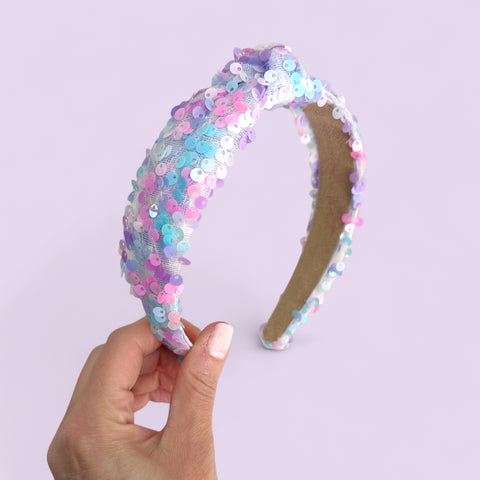 Cotton Candy Sequin Knot Headband