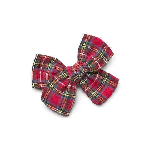 Red Christmas Plaid Pinwheel Bow