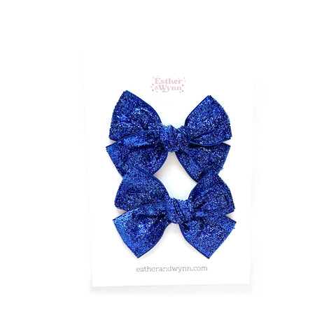 Blue Glitter Ribbon Pigtail Set