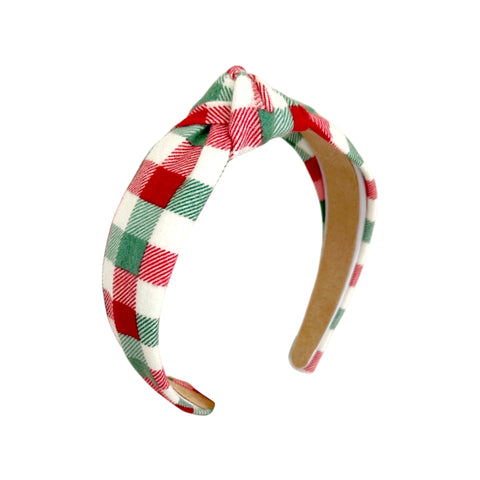 Red & Green Gingham Knot Headband