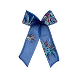 Blue Mesh Firework Sequin Longtail Bow