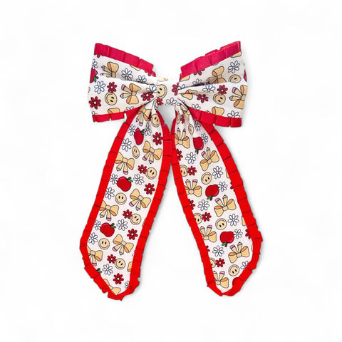 Oversized Happy School Days Ruffle Edge Bow