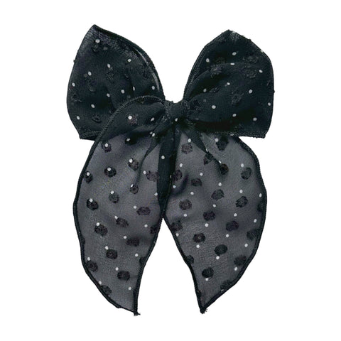 Black and White Swiss Dot Fable Bow