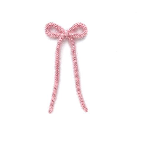Light Pink Tinsel Longtail Knit Bow