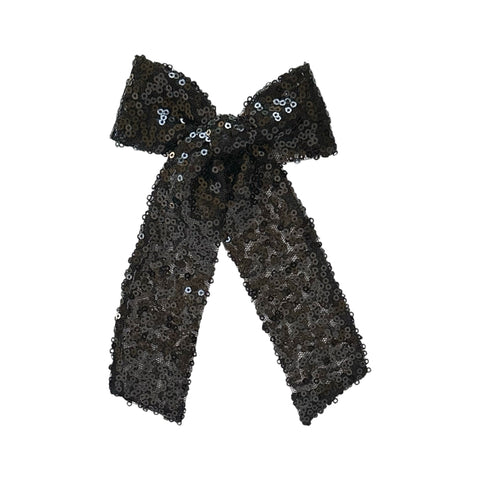 Black Sequin Longtail Bow