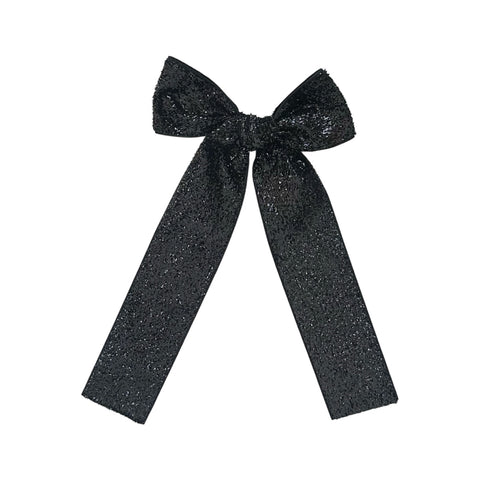 Black Glitter Ribbon Longtail Bow