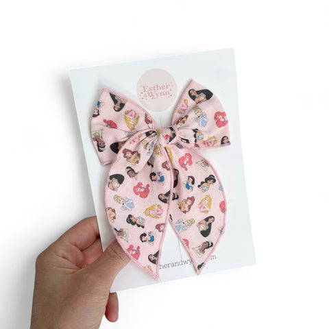 Large Pink Princess fable bow