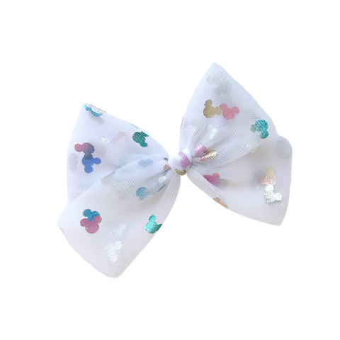 White Mouse Tulle Bow