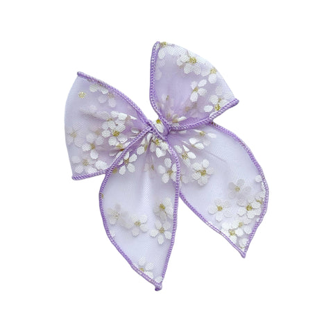 Small Purple Daisy Tulle Fable Bow