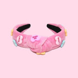 Pink Velvet Candy Heart Top Knot  Headband