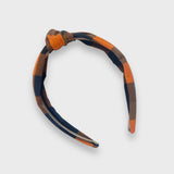 Orange & Black Plaid Top Knot Headband
