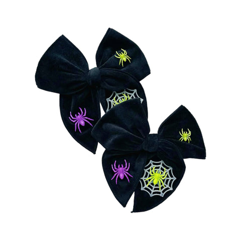 Large Black Velvet Spider Bow