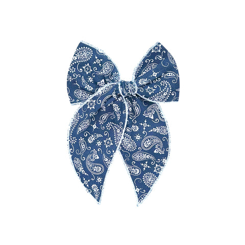 Dark Blue Bandana Print Fable Bow