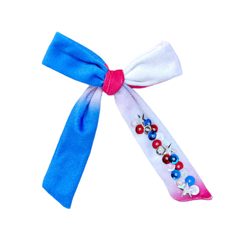 Patriotic Longtail Sequin Bow