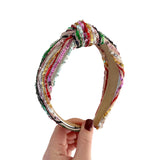 Rainbow Stripe Sequin Knot Headband