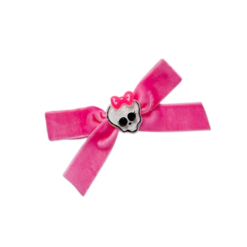 Pink Skull Velvet Bow