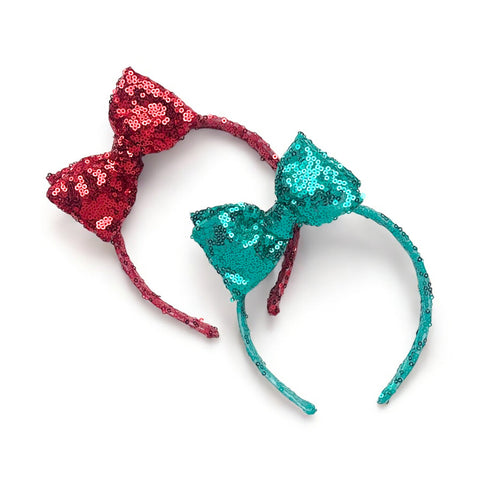 Red or Green Sequin Bow Headband