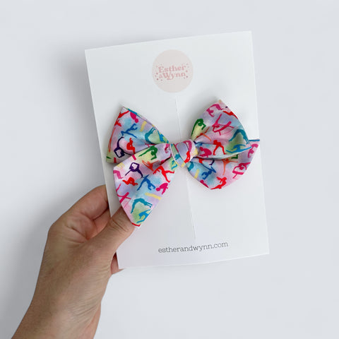 Gymnastics Print Pinwheel Bow