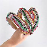 Rainbow Stripe Sequin Knot Headband