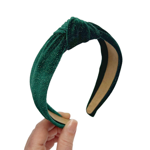 Green Glitter Velvet Knot Headband