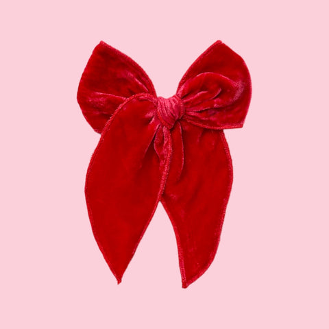Red Silk Velvet Fable Bow