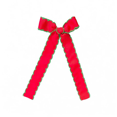 Red & Green Moonstitch Longtail Bow