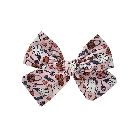 Pink Fall Print Pinwheel Bow
