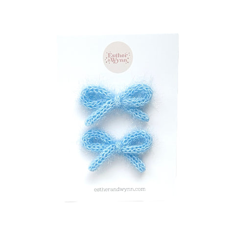 Blue Tinsel Knit Pigtail Set