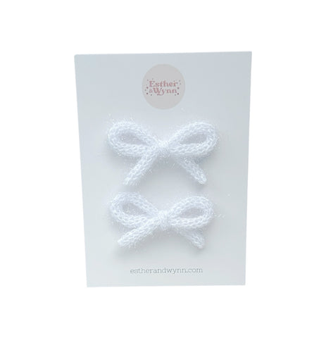 White Tinsel Knit Pigtail Set