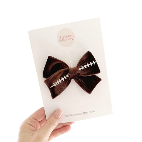 Football Velvet Pinwheel Bow