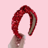 Red Sequin Velvet Knot Headbandpp
