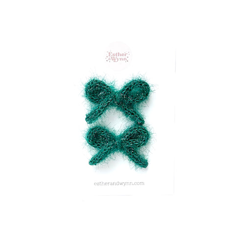 Green Tinsel Knit Pigtail Set