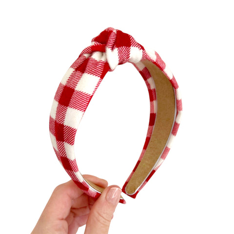 Red Gingham Knot Headband