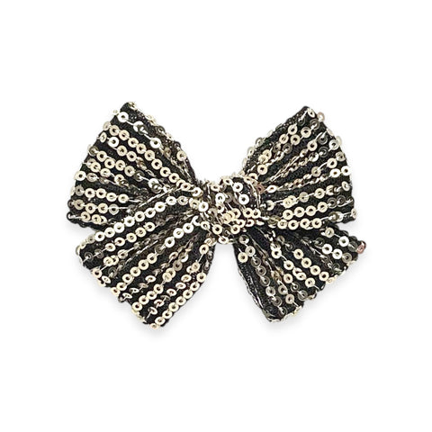 Black & Gold Sequin Pinwheel Bow