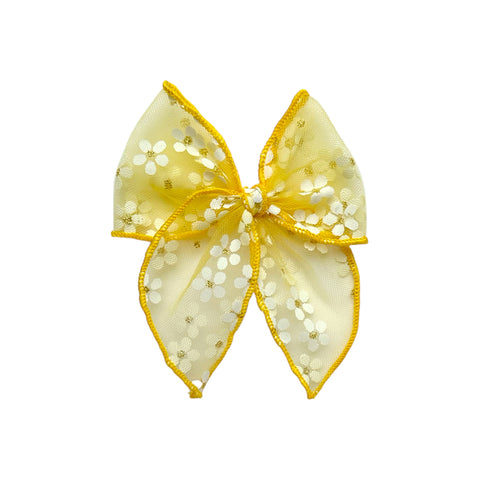 Small Yellow Daisy Tulle Fable Bow