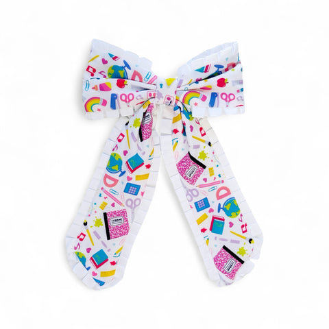 Oversized School Supply Ruffle Edge Bow